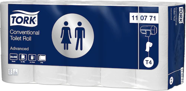 110771 Tork Advanced toiletpapier traditioneel 2-lgs wit 400 vel 30 rol/baal T4