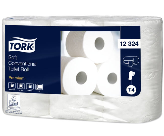 12324 Tork Premium toiletpapier zacht traditioneel tissue 2-lgs wit 400 vel 7×6 rol/baal T4