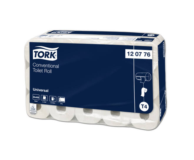 120776 Tork Universal toiletpapier tradioneel 2-lgs wit 400 vel 30 rol/baal T4