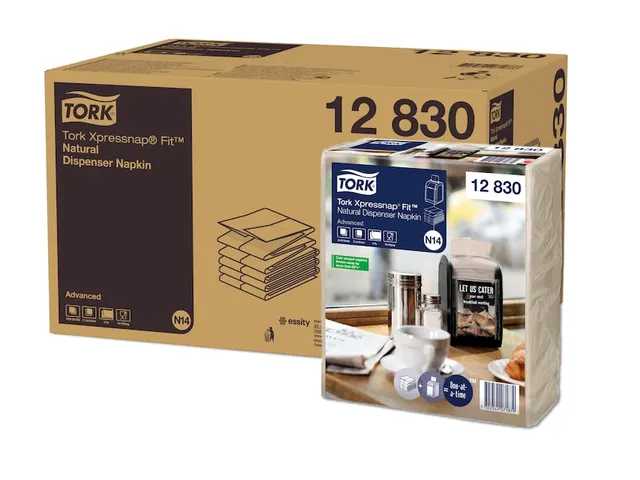 12830 Tork Advanced Xpressnap Fit® dispenserservet naturel 10.7×8.3 cm 6×6 bundels x120 stuks/doos N14