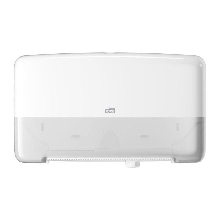 555500 Tork Elevation twin mini jumbo toiletpapier dispenser kunststof wit T2